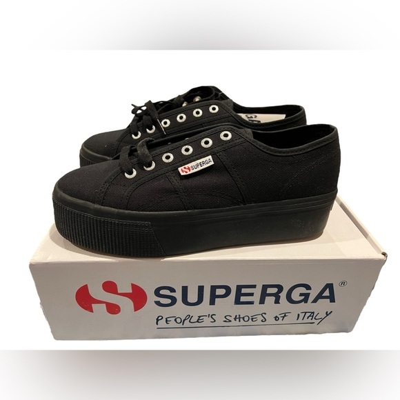 NWT Superga Women’s 2790 Black Fashion Sneakers in size 9.5 - Picture 3 of 8